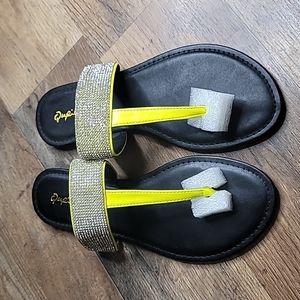 Neon Yellow Rhinstone Sandals